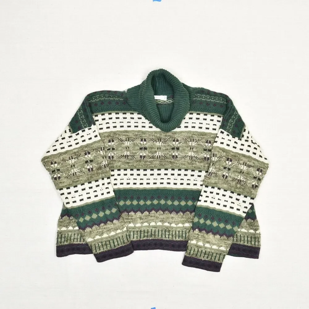 Erik Stewart Women Pullover Sweater Cotton Green Size One Size Vintage Knit VTG